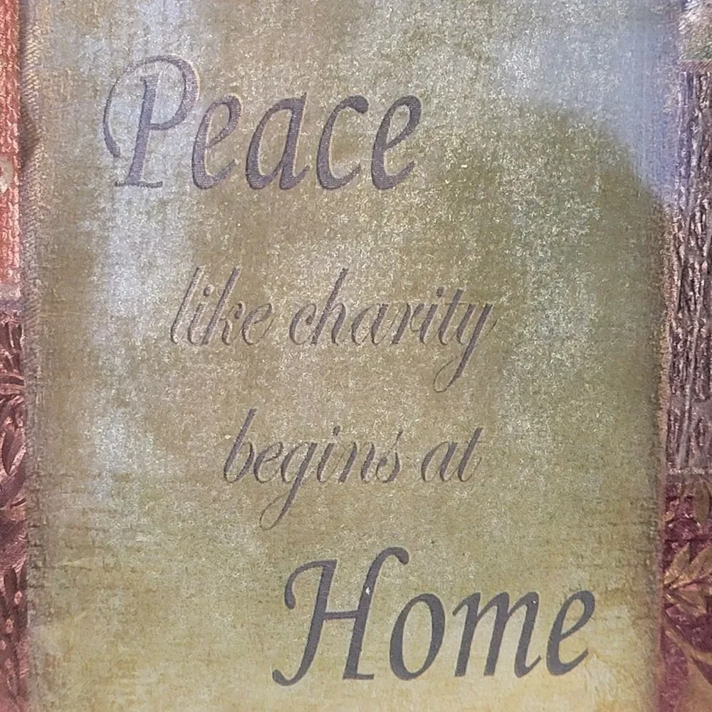 Framed 'Peace Home' Wall Art - Rustic Brown and Gold